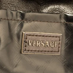 Versace Metallic Bronze Leather Pocket Shoulder Bag For Women -Versace Official Website luxury women versace used handbags p392611 008