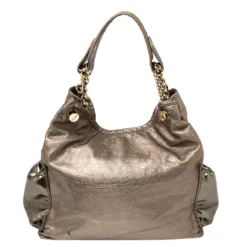 Versace Metallic Bronze Leather Pocket Shoulder Bag For Women -Versace Official Website luxury women versace used handbags p392611 009