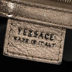 Versace Metallic Bronze Leather Pocket Shoulder Bag For Women -Versace Official Website luxury women versace used handbags p392611 013