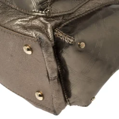 Versace Metallic Bronze Leather Pocket Shoulder Bag For Women -Versace Official Website luxury women versace used handbags p392611 017