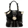 Versace Black Fur And Leather Studded Satchel For Women