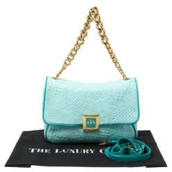 Versace Turquoise Quilted Leather Vanitas Chain Shoulder Bag For Women -Versace Official Website luxury women versace used handbags p394893 001