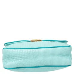 Versace Turquoise Quilted Leather Vanitas Chain Shoulder Bag For Women -Versace Official Website luxury women versace used handbags p394893 009
