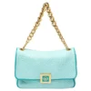 Versace Turquoise Quilted Leather Vanitas Chain Shoulder Bag For Women