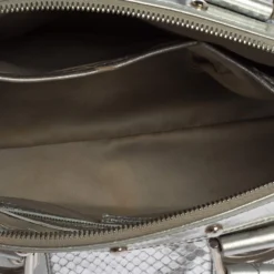 Versace Silver Snakeskin Snap Out Of It Satchel For Women -Versace Official Website luxury women versace used handbags p395057 007