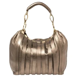 Versace Metallic Leather Stripped Hobo For Women