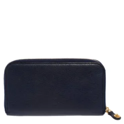 Versace Blue Leather Medusa Zip Around Wallet For Women -Versace Official Website luxury women versace used handbags p395648 004