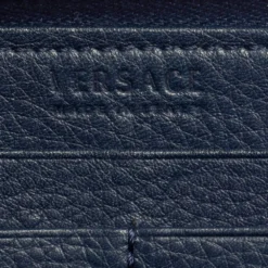 Versace Blue Leather Medusa Zip Around Wallet For Women -Versace Official Website luxury women versace used handbags p395648 011