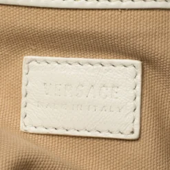 Versace White Quilted Leather Embroidered Barocco Shoulder Bag For Women -Versace Official Website luxury women versace used handbags p396323 009