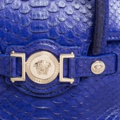 Versace Royal Blue Python Mini Medusa Tote For Women -Versace Official Website luxury women versace used handbags p398842 008