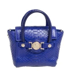 Versace Royal Blue Python Mini Medusa Tote For Women