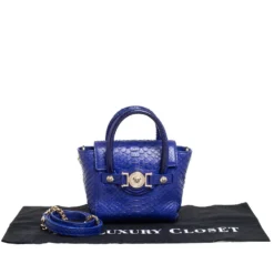 Versace Royal Blue Python Mini Medusa Tote For Women -Versace Official Website luxury women versace used handbags p398842 010