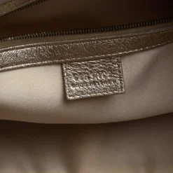 Versace Gold Ostrich Embossed Leather Snap Out Of It Satchel For Women -Versace Official Website luxury women versace used handbags p399182 011