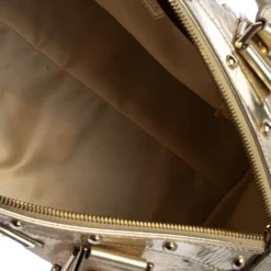 Versace Gold Ostrich Embossed Leather Snap Out Of It Satchel For Women -Versace Official Website luxury women versace used handbags p399182 012