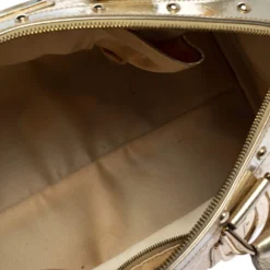 Versace Gold Ostrich Embossed Leather Snap Out Of It Satchel For Women -Versace Official Website luxury women versace used handbags p399182 013