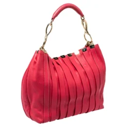 Versace Fuchsia Leather Hobo For Women -Versace Official Website luxury women versace used handbags p399229 005