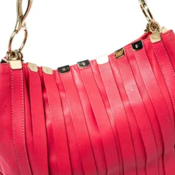 Versace Fuchsia Leather Hobo For Women -Versace Official Website luxury women versace used handbags p399229 008