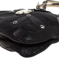 Versace Black/Metallic Leather Medusa Plaque Flap Satchel For Women -Versace Official Website luxury women versace used handbags p400183 007