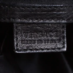 Versace Black/Metallic Leather Medusa Plaque Flap Satchel For Women -Versace Official Website luxury women versace used handbags p400183 008