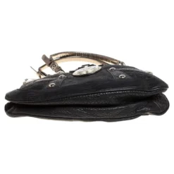 Versace Black/Metallic Leather Medusa Plaque Flap Satchel For Women -Versace Official Website luxury women versace used handbags p400183 009