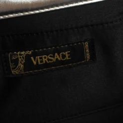 Versace Silver Leather Studded Flap Clutch For Women -Versace Official Website luxury women versace used handbags p402343 010