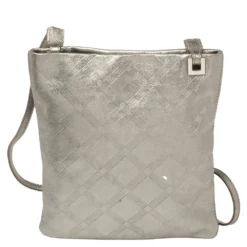 Versace Metallic Silver Leather Slim Crossbody Bag For Women -Versace Official Website luxury women versace used handbags p402969 007
