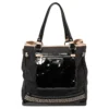 Versace Black Canvas And Patent Leather Tote For Women