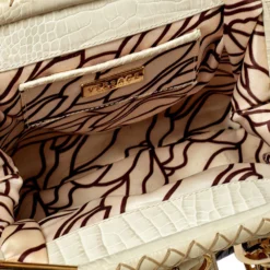 Versace Brown/Beige Croc Embossed Leather Madonna Satchel For Women 17 Versace Brown/Beige Croc Embossed Leather Madonna Satchel For Women -Versace Official Website luxury women versace used handbags p404596 008