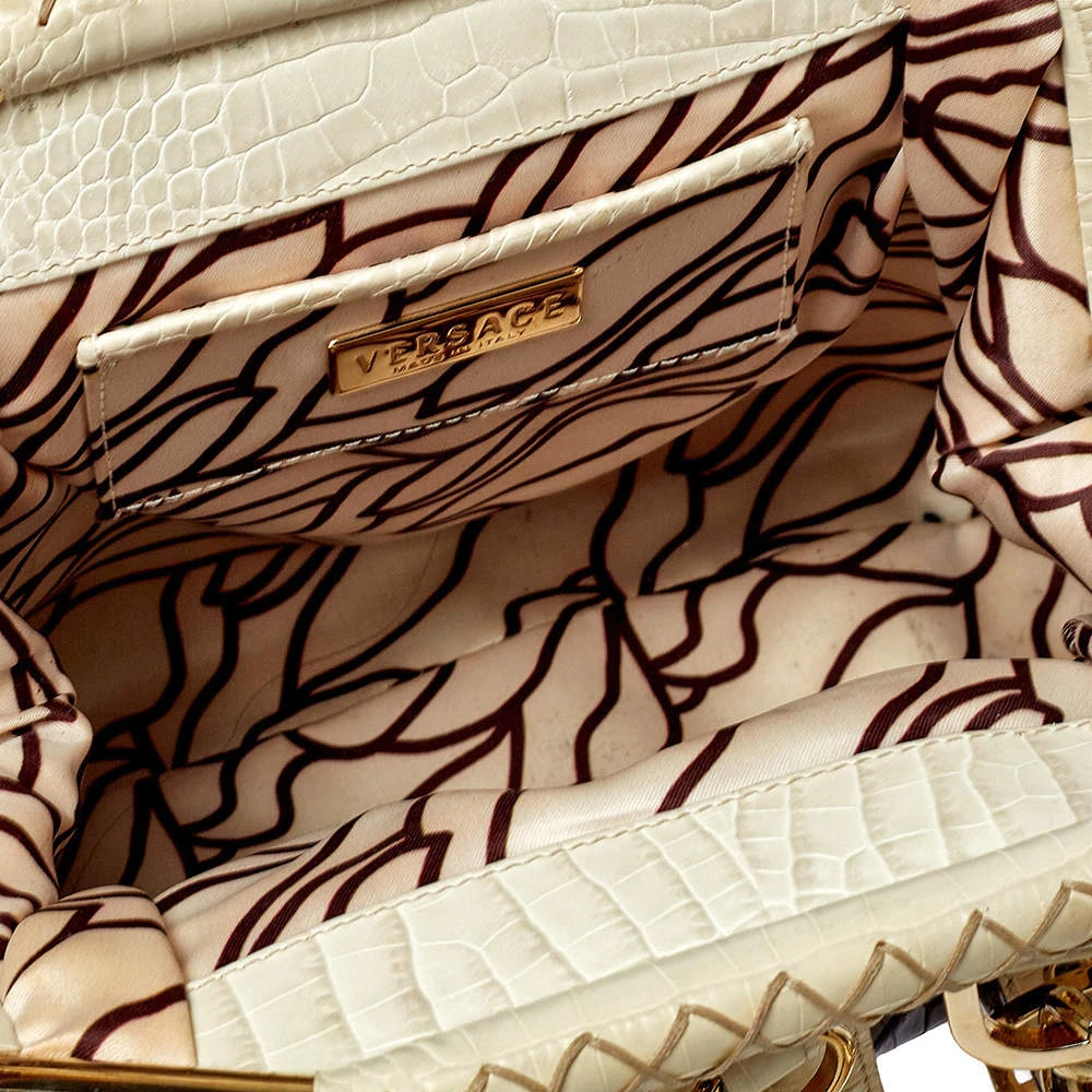 Versace Brown/Beige Croc Embossed Leather Madonna Satchel For Women 7 Versace Brown/Beige Croc Embossed Leather Madonna Satchel For Women - Image 7