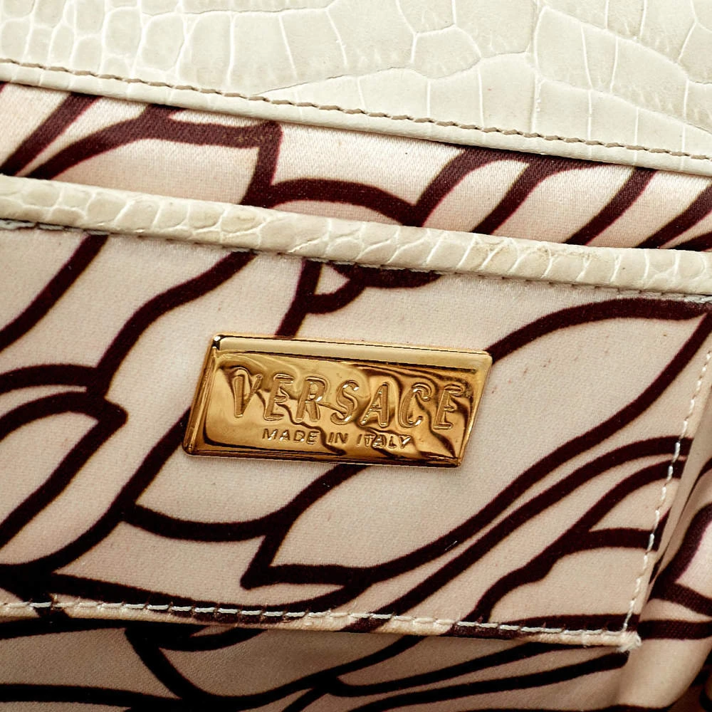 Versace Brown/Beige Croc Embossed Leather Madonna Satchel For Women 8 Versace Brown/Beige Croc Embossed Leather Madonna Satchel For Women - Image 8