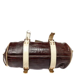 Versace Brown/Beige Croc Embossed Leather Madonna Satchel For Women 16 Versace Brown/Beige Croc Embossed Leather Madonna Satchel For Women -Versace Official Website luxury women versace used handbags p404596 010