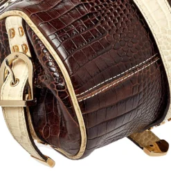 Versace Brown/Beige Croc Embossed Leather Madonna Satchel For Women 20 Versace Brown/Beige Croc Embossed Leather Madonna Satchel For Women -Versace Official Website luxury women versace used handbags p404596 011