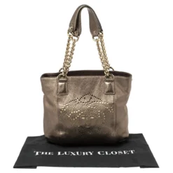 Versace Metallic Perforated Logo Leather Chain Hobo For Women -Versace Official Website luxury women versace used handbags p405558 001