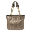 Versace Metallic Perforated Logo Leather Chain Hobo For Women