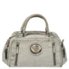Versace Silver Croc Embossed Leather Satchel For Women