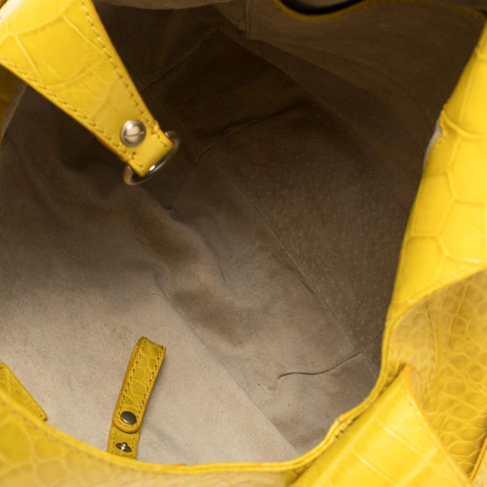 Versace Yellow Croc Embossed Leather Kiss Shoulder Bag For Women 7 Versace Yellow Croc Embossed Leather Kiss Shoulder Bag For Women - Image 7