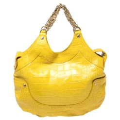 Versace Yellow Croc Embossed Leather Kiss Shoulder Bag For Women 14 Versace Yellow Croc Embossed Leather Kiss Shoulder Bag For Women -Versace Official Website luxury women versace used handbags p405849 005