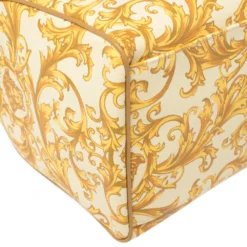 Versace Mustard/Beige Printed Coated Canvas And Leather Medusa Boston Bag For Women -Versace Official Website luxury women versace used handbags p406166 001
