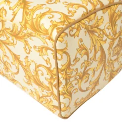 Versace Mustard/Beige Printed Coated Canvas And Leather Medusa Boston Bag For Women -Versace Official Website luxury women versace used handbags p406166 010