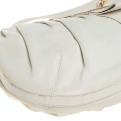 Versace White Pleated Leather Studded Hobo For Women -Versace Official Website luxury women versace used handbags p407014 001