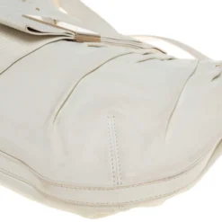 Versace White Pleated Leather Studded Hobo For Women -Versace Official Website luxury women versace used handbags p407014 002