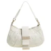 Versace White Pleated Leather Studded Hobo For Women