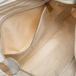 Versace White Pleated Leather Studded Hobo For Women -Versace Official Website luxury women versace used handbags p407014 009