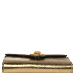 Versace Metallic Gold Leather Medusa Wallet On Chain For Women -Versace Official Website luxury women versace used handbags p409002 001