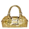 Versace Metallic Gold Crinkled Leather Satchel For Women