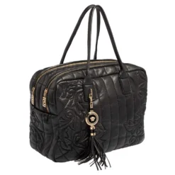 Versace Black Demetra Vanitas Satchel For Women -Versace Official Website luxury women versace used handbags p413378 006