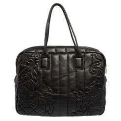 Versace Black Demetra Vanitas Satchel For Women -Versace Official Website luxury women versace used handbags p413378 007