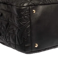 Versace Black Demetra Vanitas Satchel For Women -Versace Official Website luxury women versace used handbags p413378 009