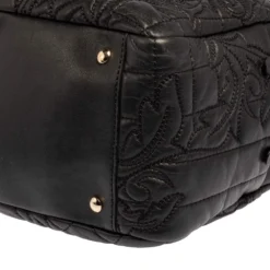 Versace Black Demetra Vanitas Satchel For Women -Versace Official Website luxury women versace used handbags p413378 010