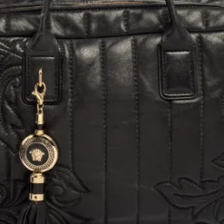 Versace Black Demetra Vanitas Satchel For Women -Versace Official Website luxury women versace used handbags p413378 012